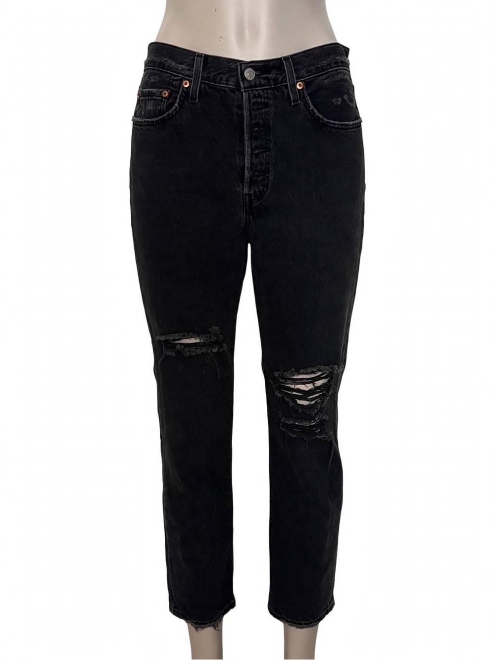 Women’s Levi’s button fly distressed 29/30 straight leg jeans